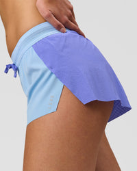 Woman wearing Accelerate 3" Mid-Rise Running Short - Bluebell-Open Air | Model:Taneisha | Size:XS | Thumbnail Index: 6