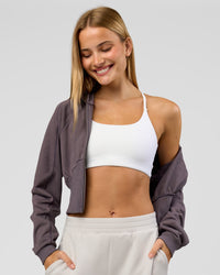 Woman wearing Bend Contour Silhouette Zip Through Hoodie - Duskstone | Model:Taneisha | Size:XS | Thumbnail Index: 4
