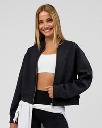 Woman wearing Bomber ZeroCrease Spacer Jacket - Black | Model:Taneisha | Size:XS | Thumbnail Index: 4