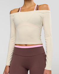 Woman wearing Bree Bardot Long Sleeve Top - Vanilla Bean | Model:Taneisha | Size:XS | Thumbnail Index: 5