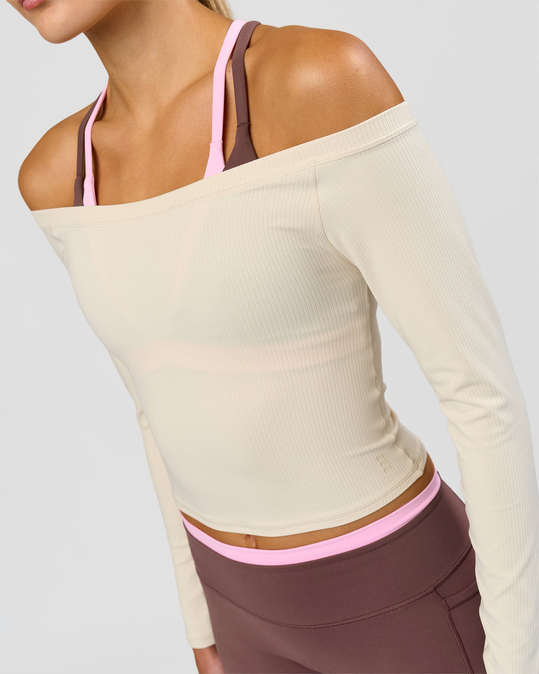 Woman wearing Bree Bardot Long Sleeve Top - Vanilla Bean | Model:Taneisha | Size:XS - view 11
