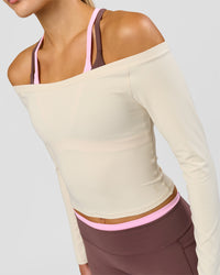 Woman wearing Bree Bardot Long Sleeve Top - Vanilla Bean | Model:Taneisha | Size:XS | Thumbnail Index: 10