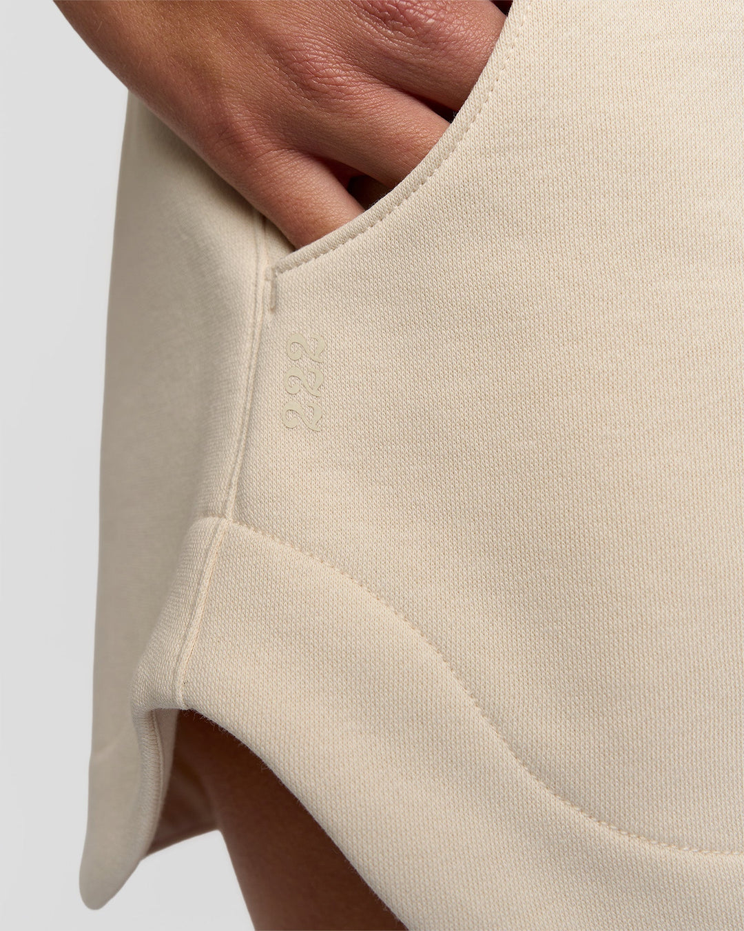 Woman wearing Bree Fleece Track Short - Vanilla Bean | Model:Taneisha | Size:XS - view 15