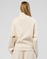 Woman wearing Bree Oversized Fleece Zip Thru - Vanilla Bean | Model:Taneisha | Size:XS | Thumbnail Index: 5