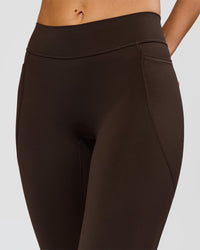 Woman wearing Deep V-Contour High-Rise Flared Capri - Ground Coffee | Model:Taneisha | Size:XS | Thumbnail Index: 9