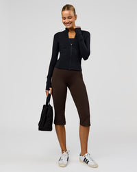Woman wearing Deep V-Contour High-Rise Flared Capri - Ground Coffee | Model:Taneisha | Size:XS | Thumbnail Index: 14