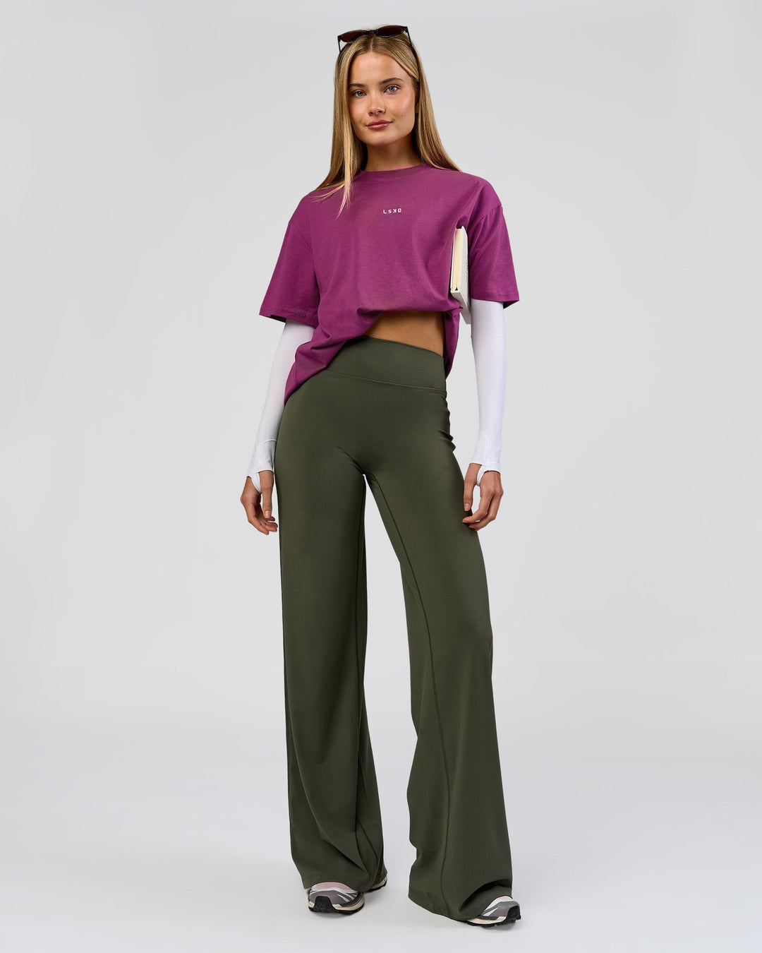Woman wearing Elixir High-Rise Tall Pant - Pure Olive | Model:Taneisha | Size:XS - view 3