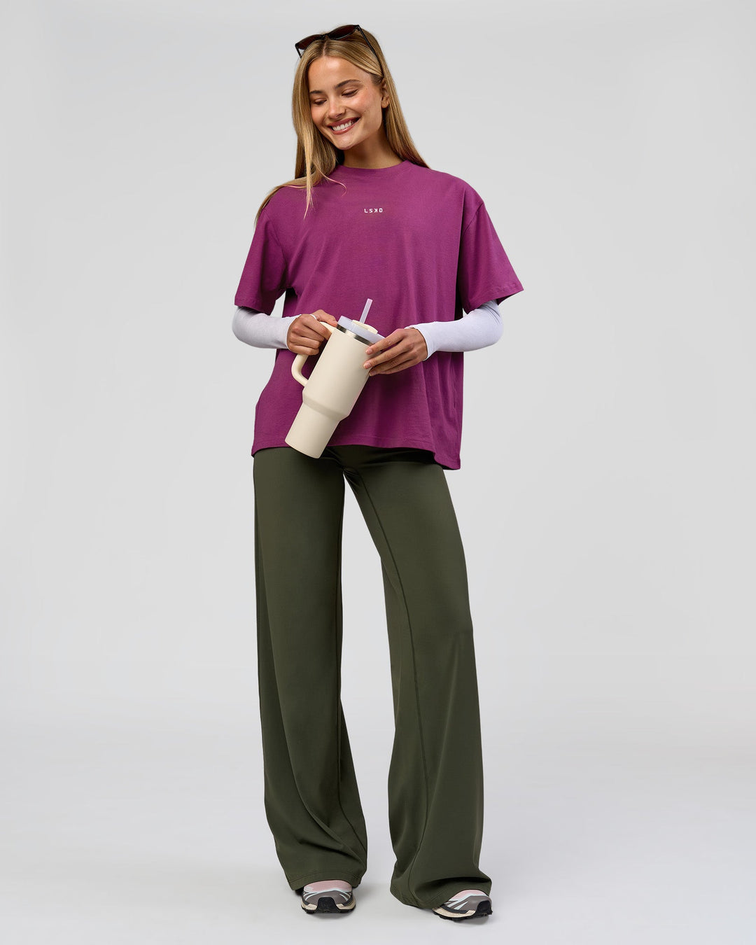 Woman wearing Elixir High-Rise Tall Pant - Pure Olive | Model:Taneisha | Size:XS - view 13