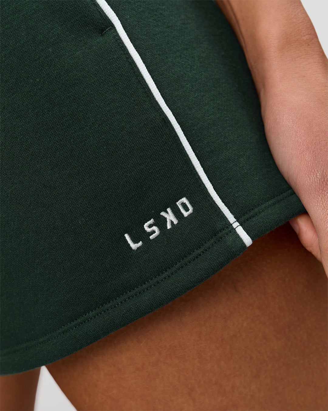 Woman wearing Fast Track Lounge Short - Midnight Green-White | Model:Taneisha | Size:XS - view 11