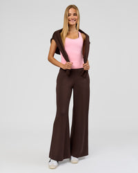 Woman wearing Flow Rib Scoop Neck Tank - Pink Rose | Model:Taneisha | Size:XS | Thumbnail Index: 5