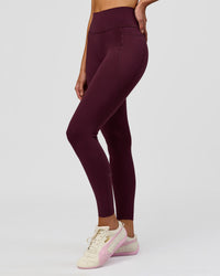 Woman wearing Fusion High-Rise Full Length Legging Pockets - Cherry Lacquer | Model:Taneisha | Size:XS | Thumbnail Index: 6