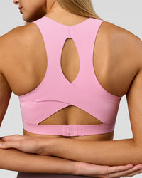 Woman wearing Fusion Sports Bra 2.0 - Pink Rose | Model:Taneisha | Size:XS | Thumbnail Index: 5
