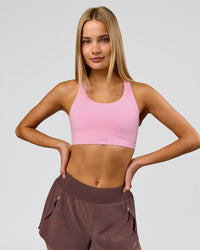 Woman wearing Fusion Sports Bra 2.0 - Pink Rose | Model:Taneisha | Size:XS | Thumbnail Index: 2