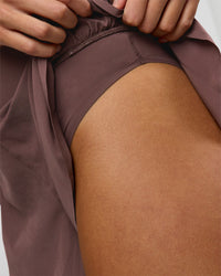 Woman wearing Pacer 3" Run Short - Cocoa Powder | Model:Taneisha | Size:XS | Thumbnail Index: 10