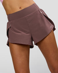 Woman wearing Pacer 3" Run Short - Cocoa Powder | Model:Taneisha | Size:XS | Thumbnail Index: 7