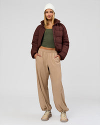 Woman wearing Stitch Up Track Pant - Warm Smoke | Model:Taneisha | Size:XS | Thumbnail Index: 7