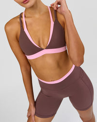 Woman wearing Velocity Bralette Sports Bra - Cocoa Powder-Pink Rose | Model:Taneisha | Size:XS | Thumbnail Index: 11