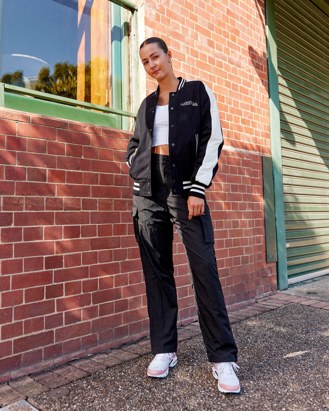 Unisex Fitness Club Bomber Jacket - Black-Off White