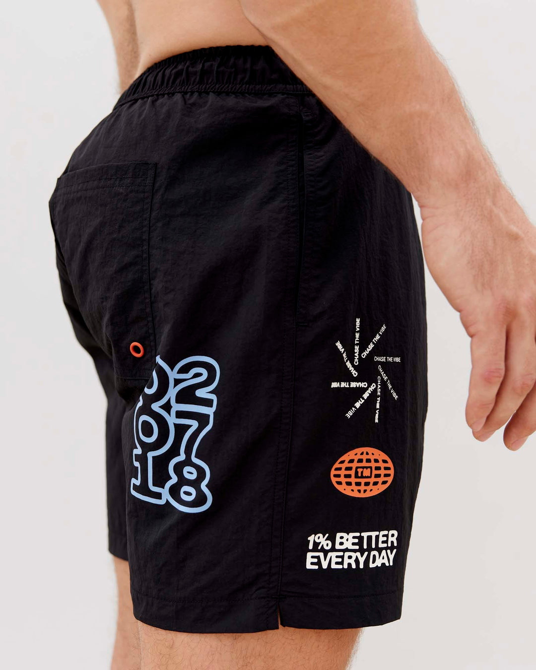 Man wearing Millennium 7" Shorts - Black