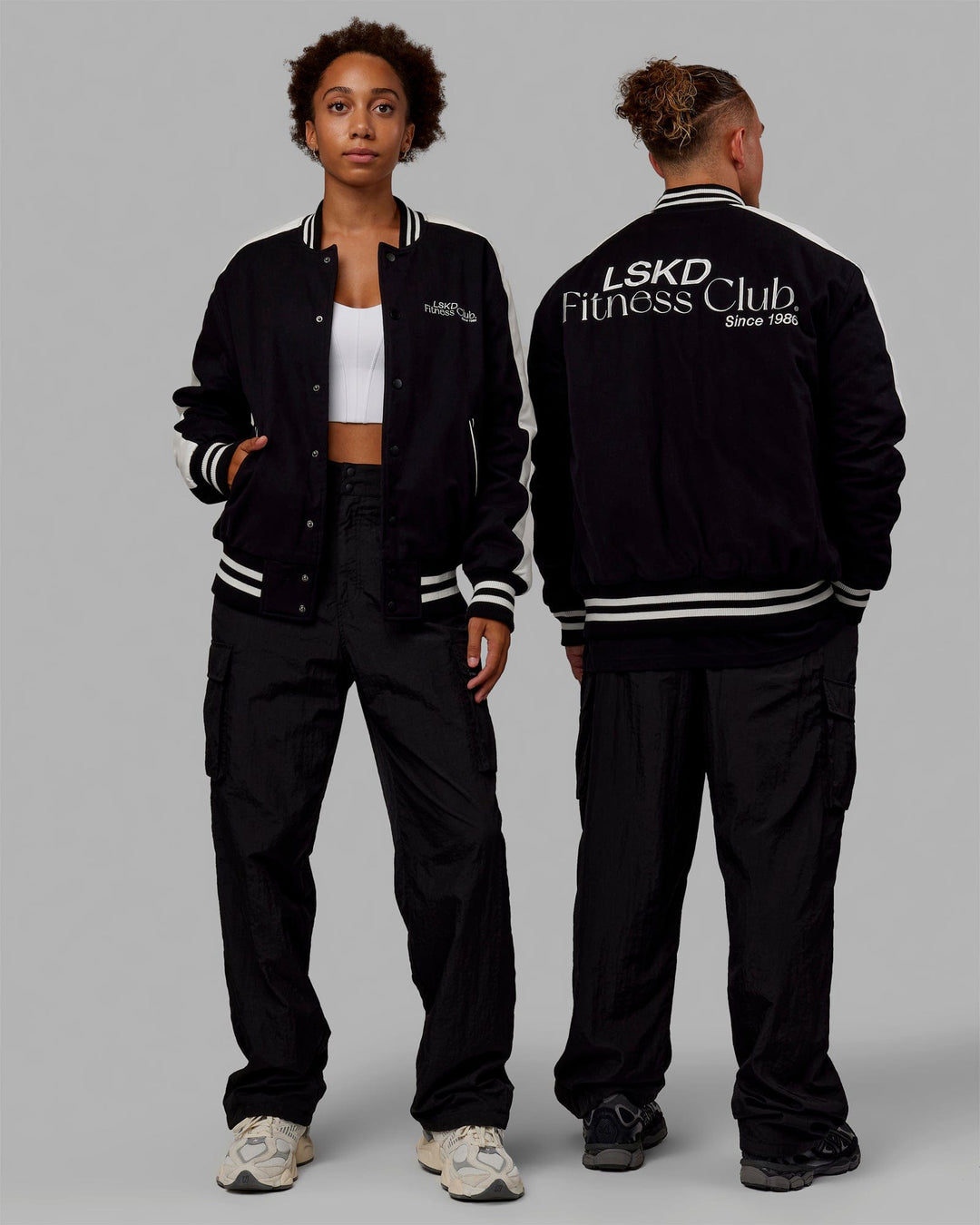 Unisex Fitness Club Bomber Jacket - Black-Off White