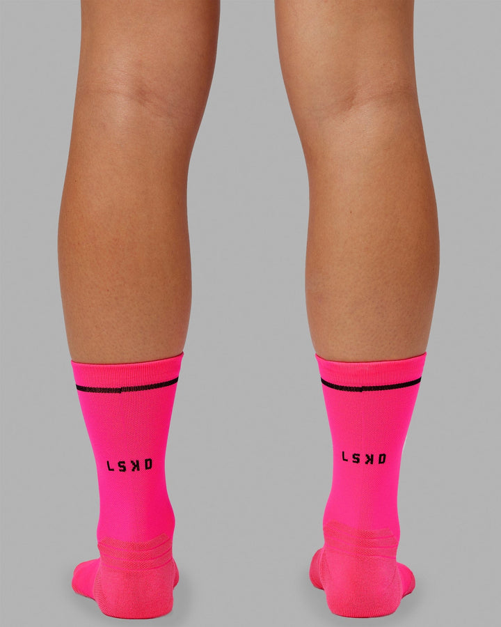 Fast Performance Crew Socks - Neon Pink-Black