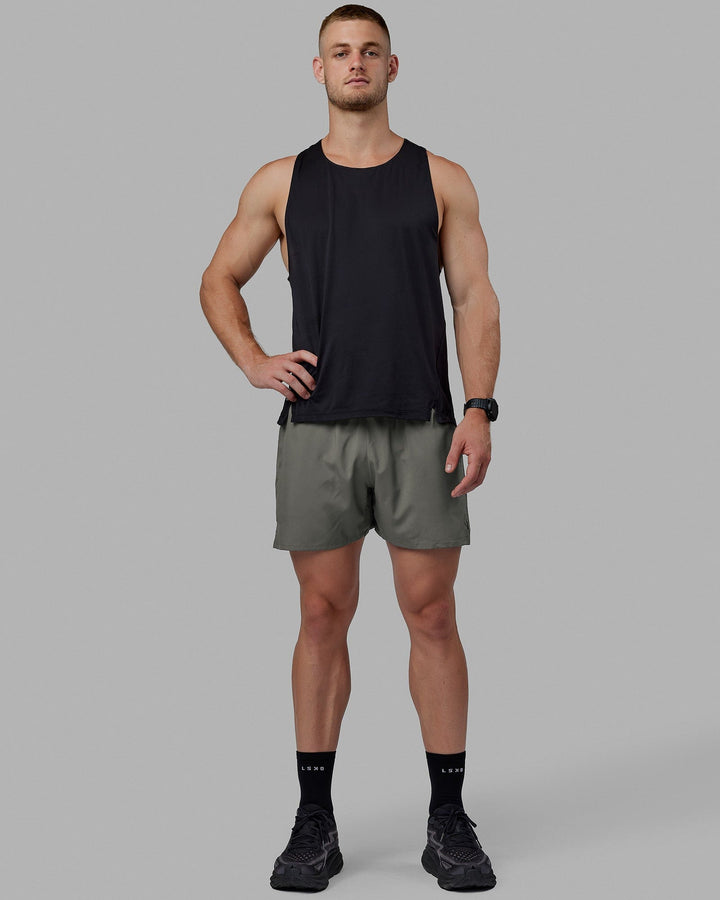 Man wearing Pace 5" Lined Performance Short - Graphite-Reflective