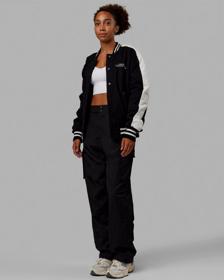 Unisex Fitness Club Bomber Jacket - Black-Off White
