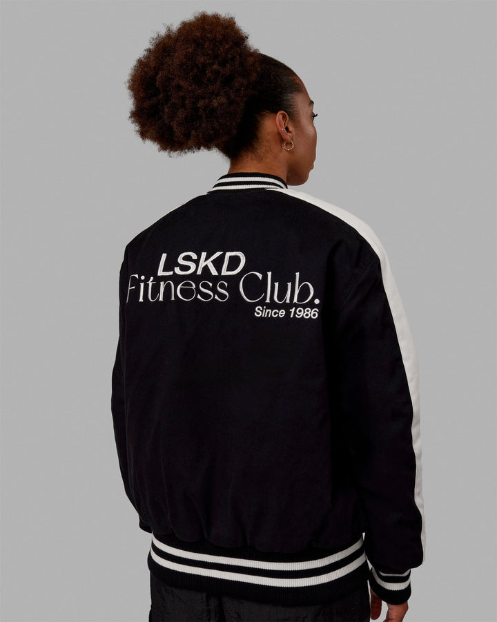 Unisex Fitness Club Bomber Jacket - Black-Off White
