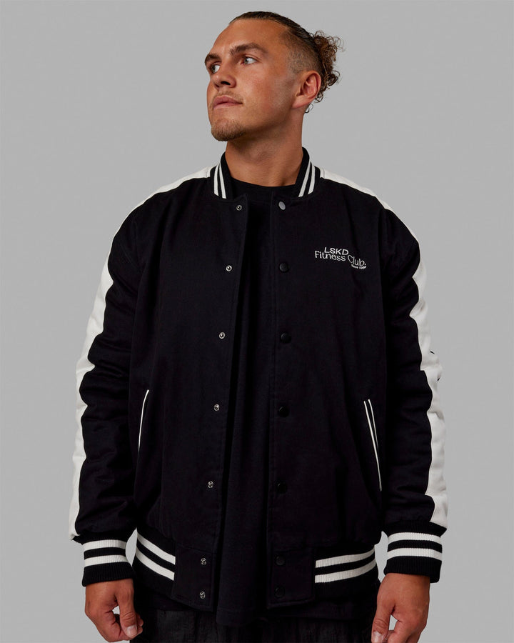 Unisex Fitness Club Bomber Jacket - Black-Off White
