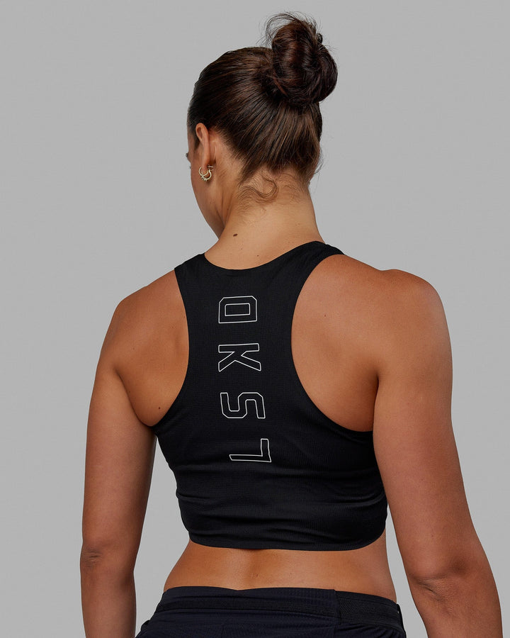 Race Day Cropped Performance Tank - Black-White
