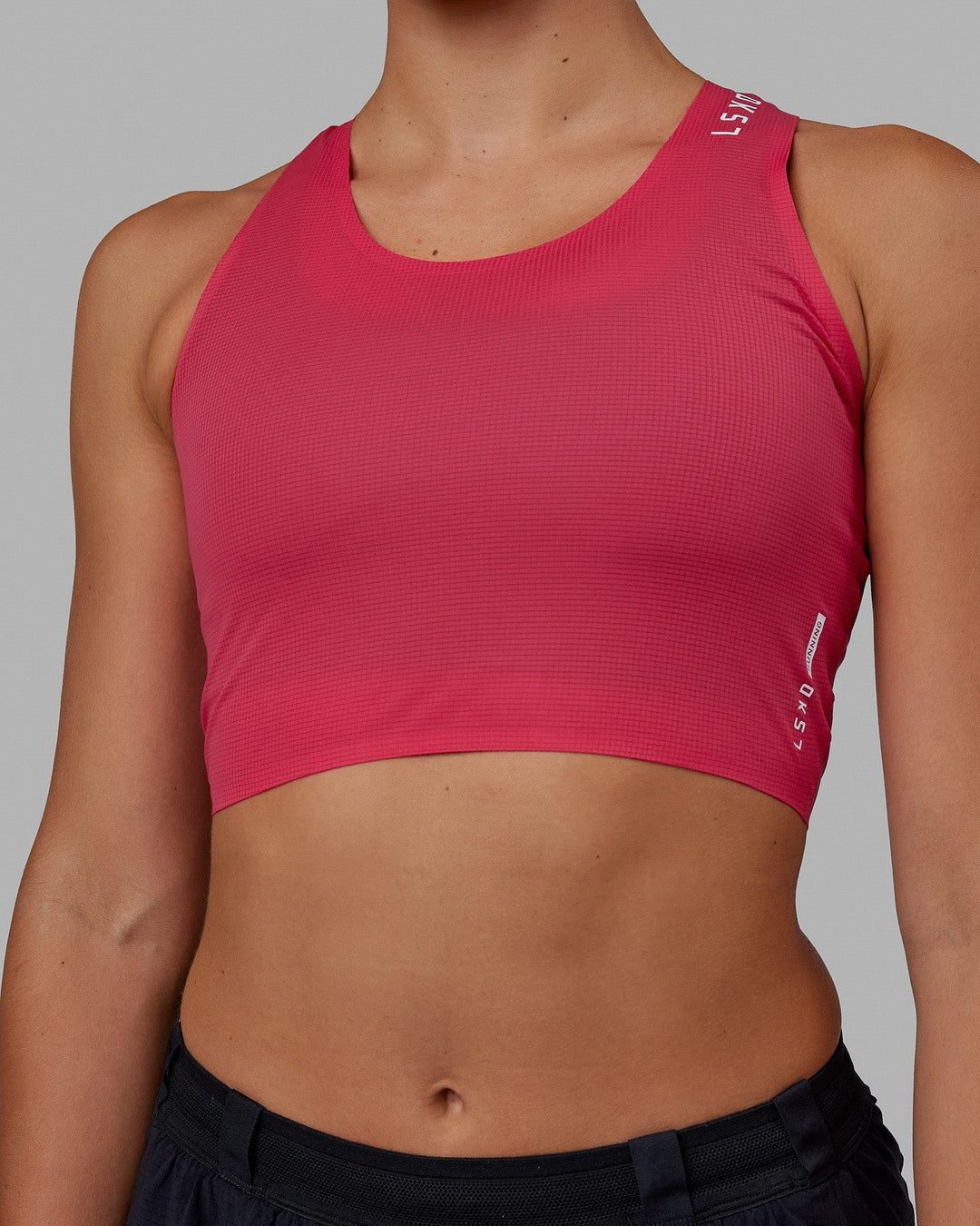 Race Day Cropped Performance Tank - Raspberry-White