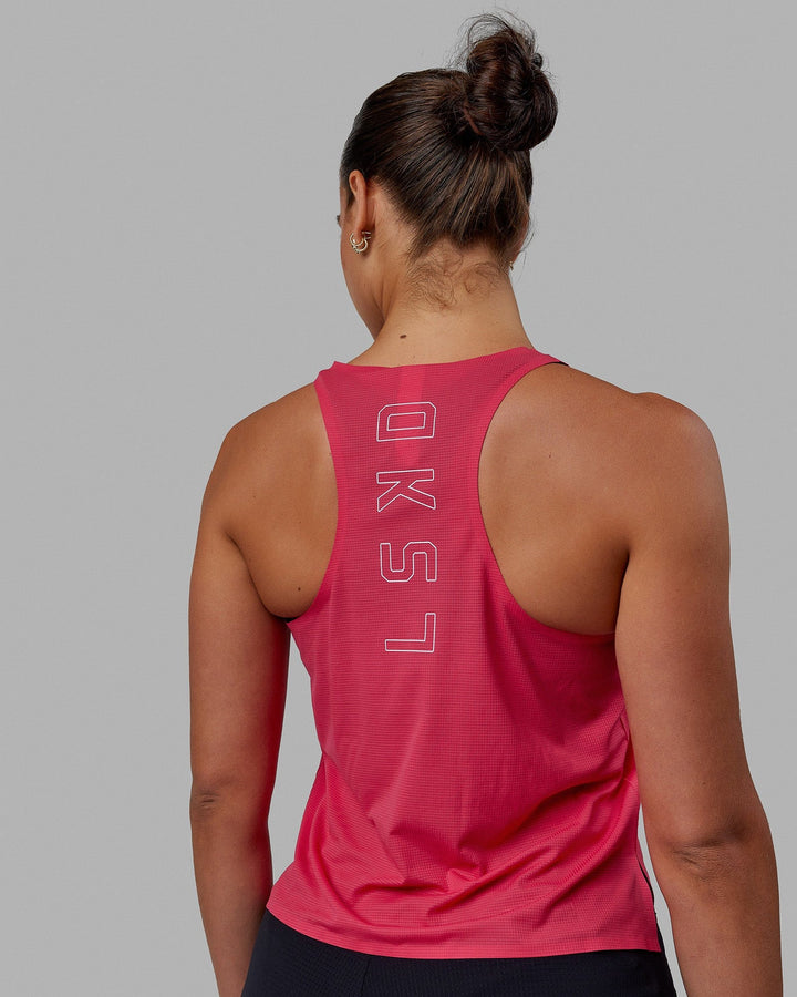 Race Day Performance Tank - Raspberry-White