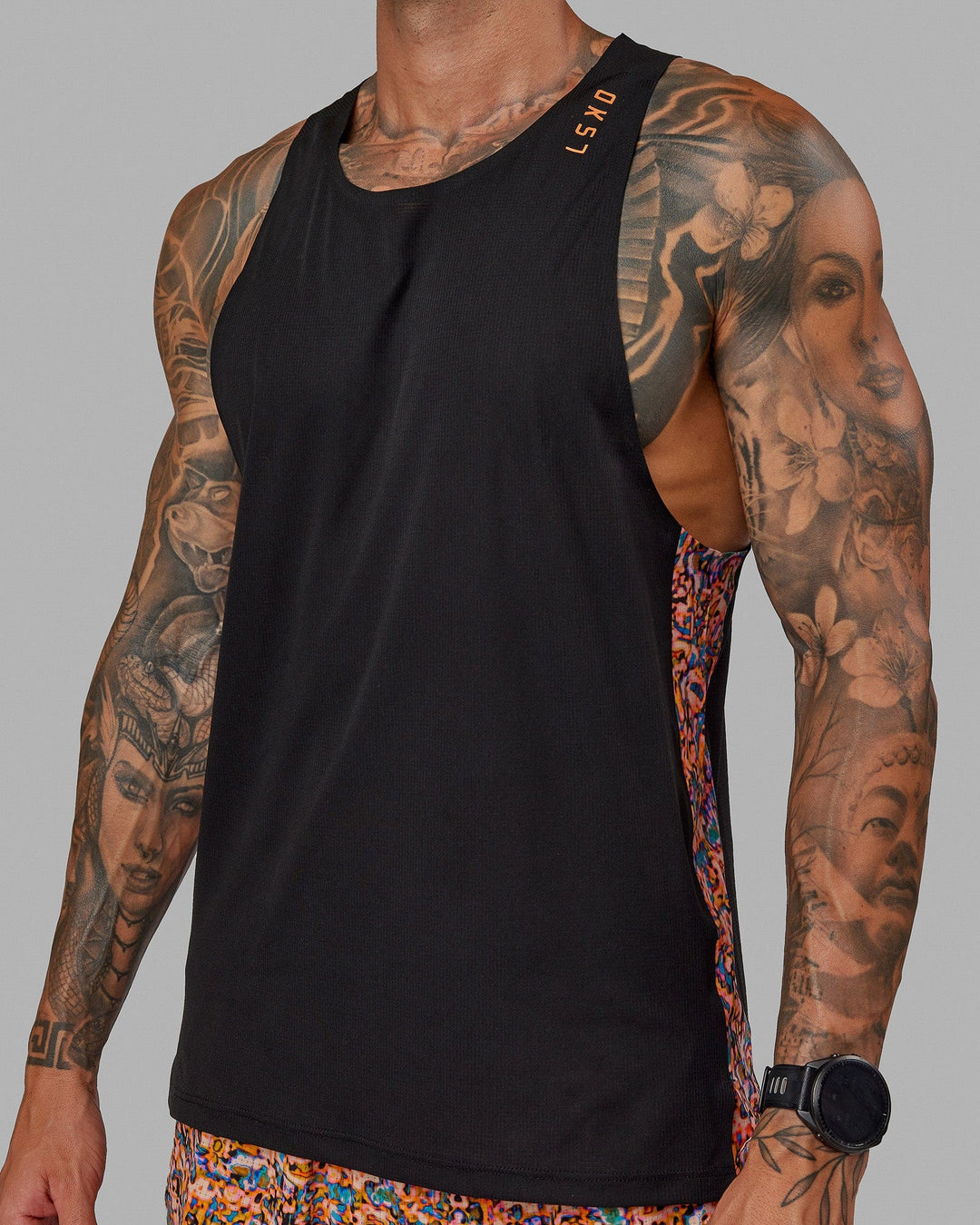 Race Day Tank Printed - Black-Energy Orange