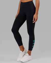 Rep 7/8 Length Tight - Black-Hyper Teal