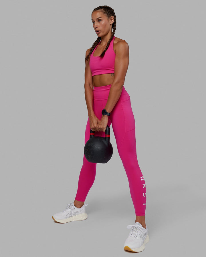 Rep Full Length Leggings - Ultra Pink-White