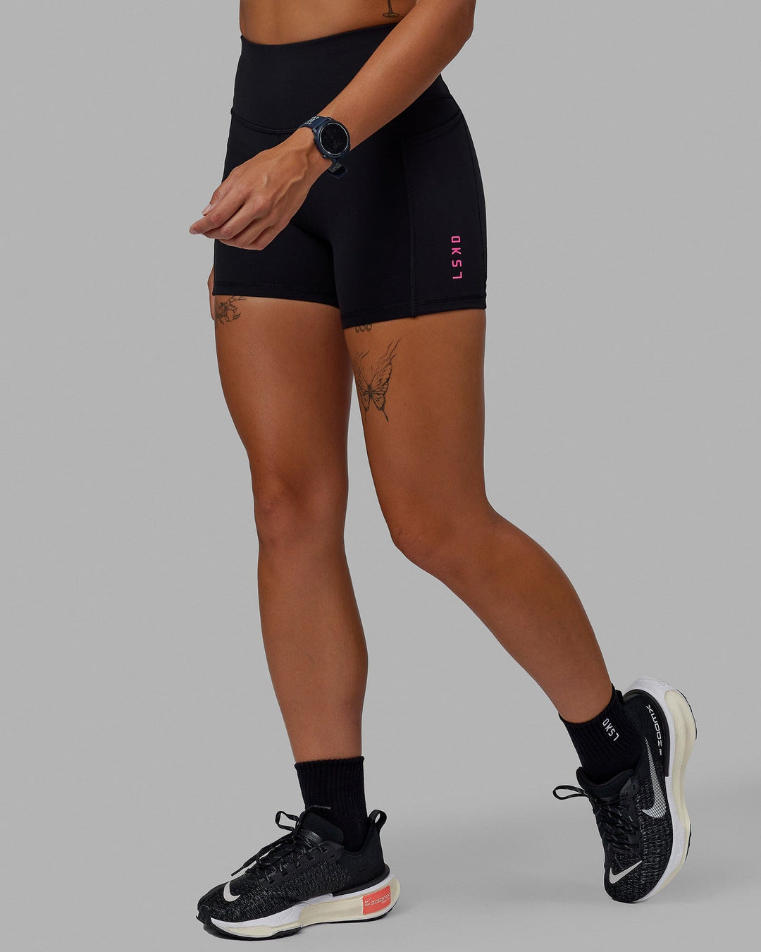 Rep X-Length Shorts - Black-Ultra Pink