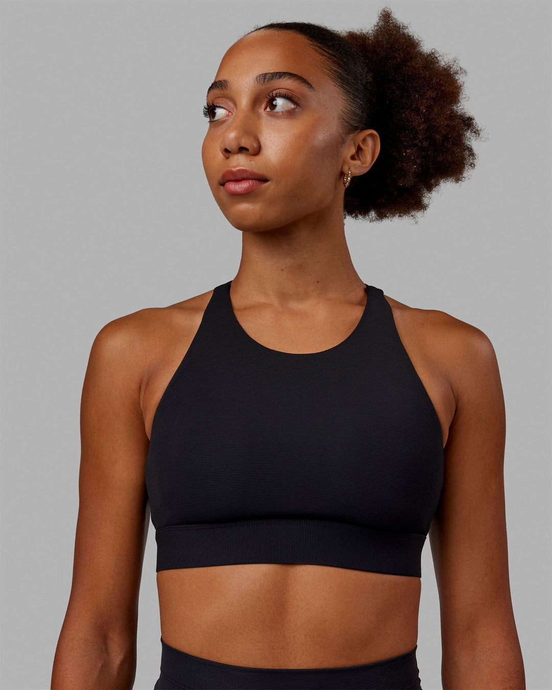 Woman wearing Resistance Ribbed Sports Bra - Black