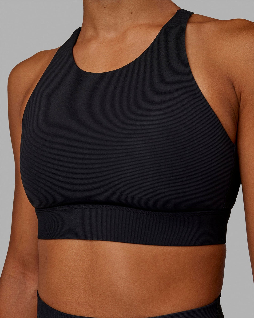 Woman wearing Resistance Ribbed Sports Bra - Black