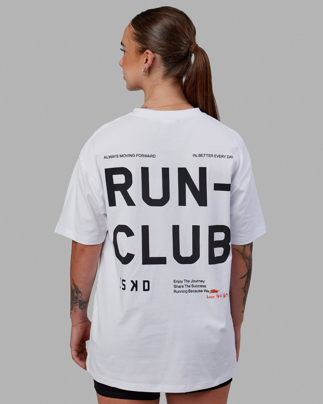 Unisex Love The Run FLXCotton Tee Oversize - White-Black