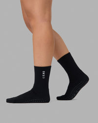 Signal Crew Pilates Grip Sock - Black-Black