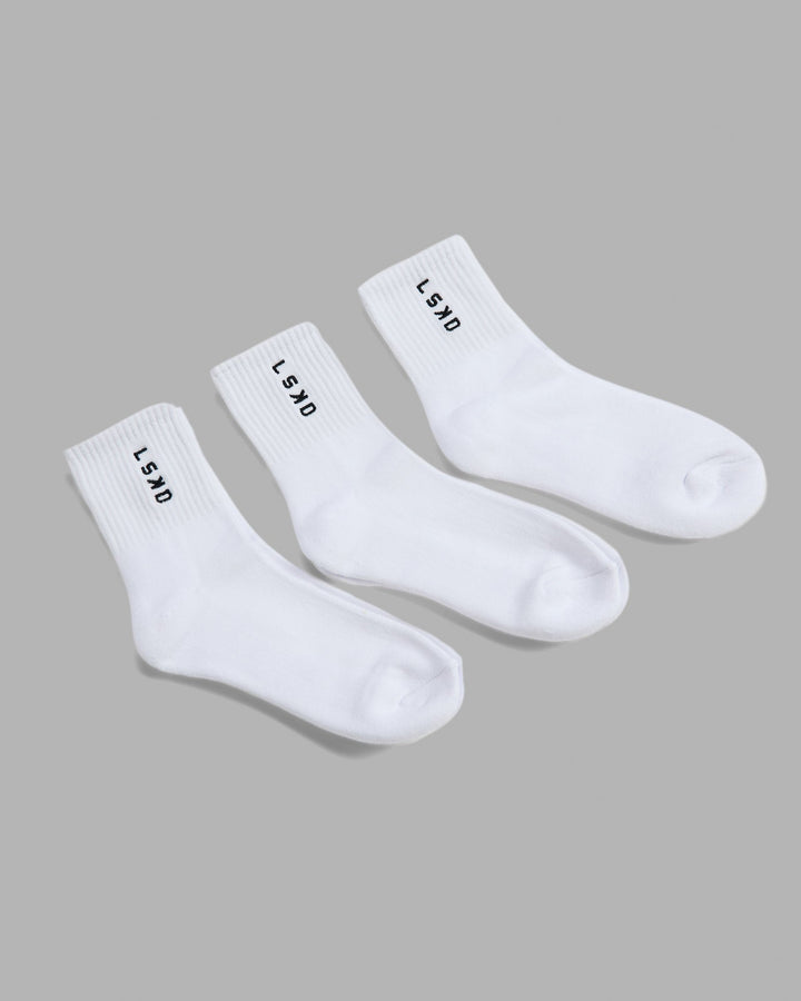 Signal 3 Pack Quarter Socks - White-Black
