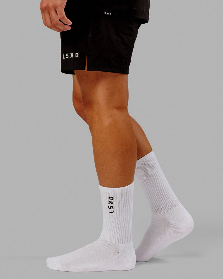 Signal 3 Pack Crew Sock - White-Black