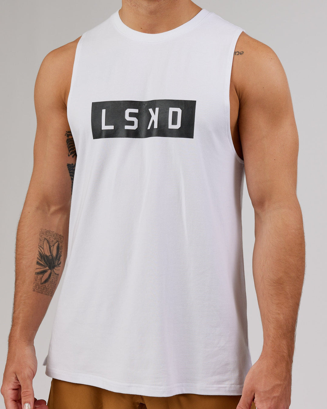 Strength FLXCotton Training Fit Tank - White-Black