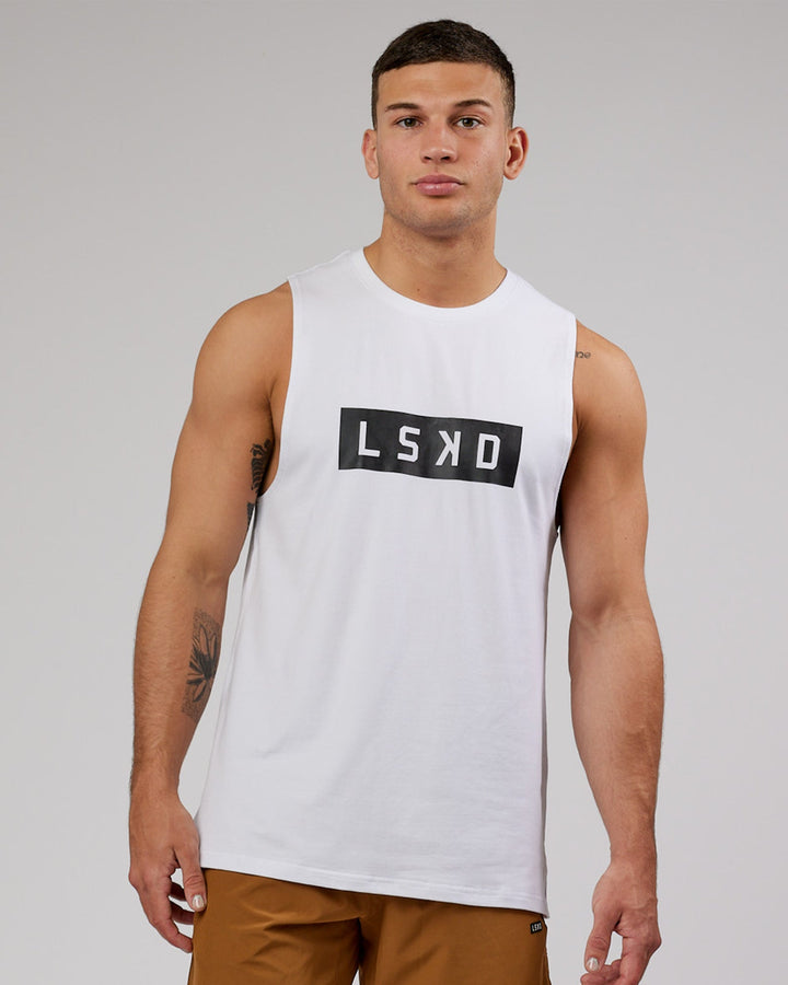 Strength FLXCotton Training Fit Tank - White-Black
